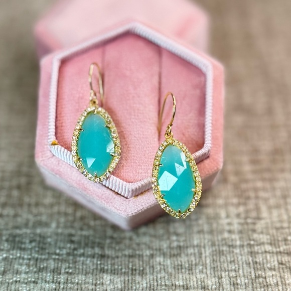 RACHEL Rachel Roy Aqua Pavé Halo Teardrop Earrings - Picture 1 of 4